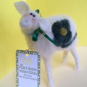 Lucky Ewe Felted and Wool Wrapped Sheep Ornament/Figurine