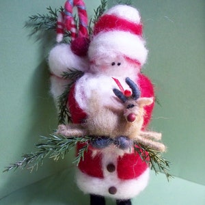 Father Christmas and Rudy Felted Wool Ornament image 1