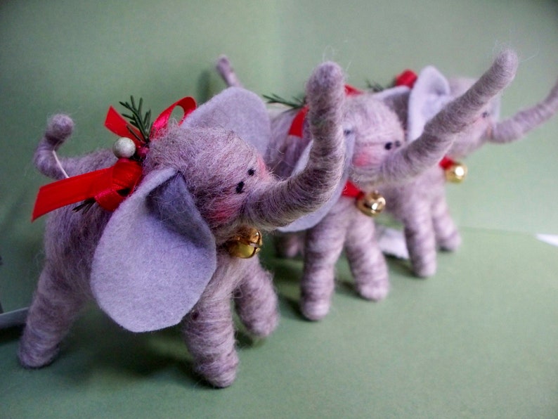 Elephant Felted Wool Ornament image 5