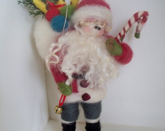 Santa and Giraffe Felted Wool Ornament