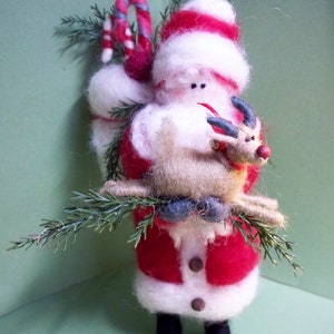 Father Christmas and Rudy Felted Wool Ornament image 3