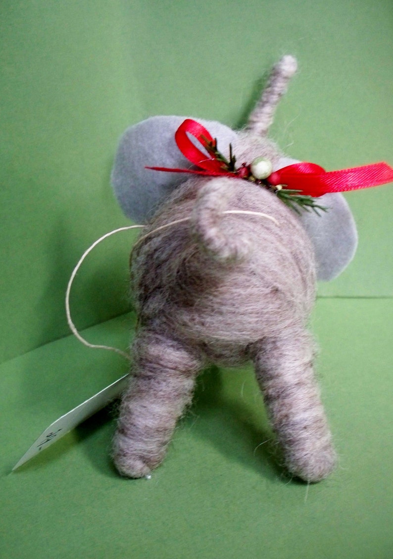 Elephant Felted Wool Ornament image 4