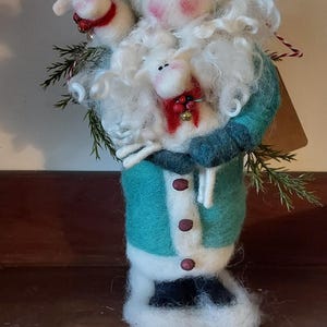 Father Christmas and Lambs Felted Wool Santa Ornament