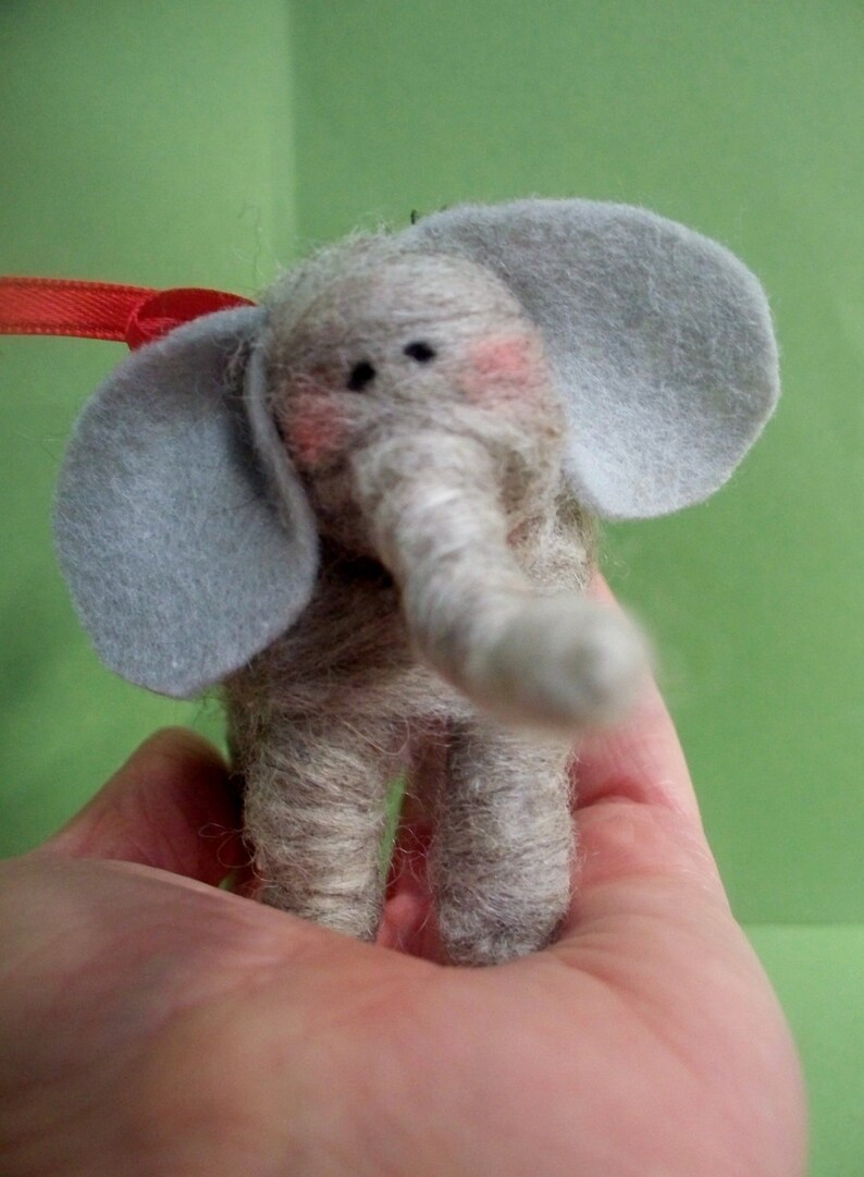 Elephant Felted Wool Ornament image 2