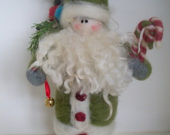 Father Christmas and Zeke the Zebra Felted Wool Ornament - NEW for 2012