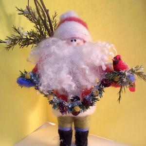 Wool Santa and Cardinal 7&quot; Felted Ornament/Decoration