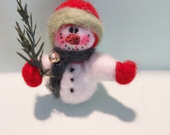 NEW COLOR - Snowman Pin Felted Wool 2 inch