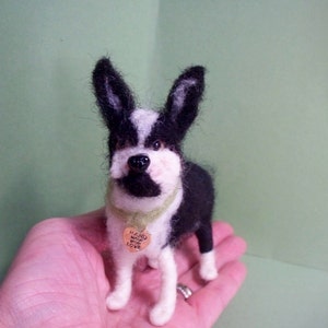 Boston Terrier Felted Wool Dog Ornament/Sculpture...Made to Order...please check shipping time
