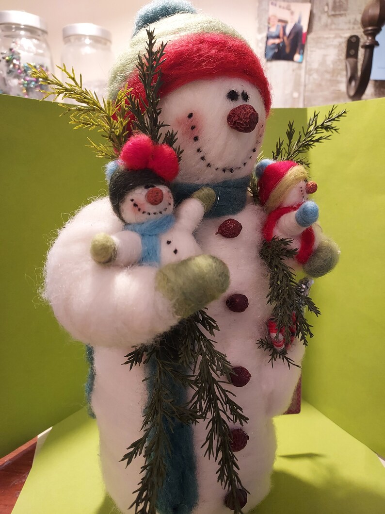 NEW Me and My Snowbuddies Felted Wool 9 Inch Snowman image 5