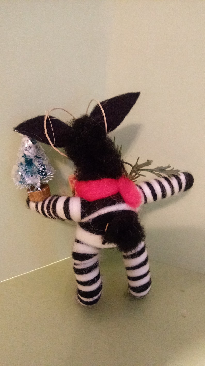 NEW Festive Zebra with Christmas Tree....Made to order...please check shipping time