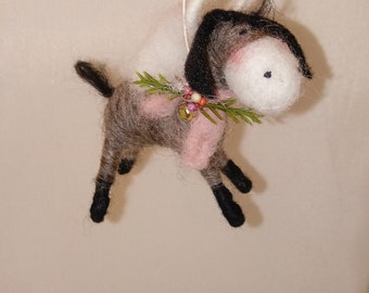 Heavenly Baby Donkey 4" Felted Wool Ornament ....Made to Order.. Please check shipping time