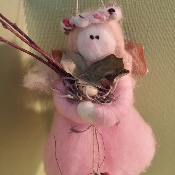 Pink Felted Wool Woodland Fairy .....Made to Order....please check shipping time