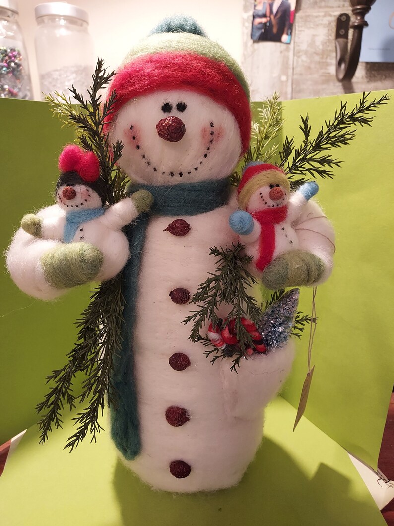 NEW Me and My Snowbuddies Felted Wool 9 Inch Snowman image 6