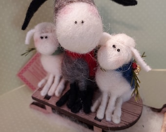 NEW - And Donkey Makes Three Felted Wool Ornament 4 to 5 inch