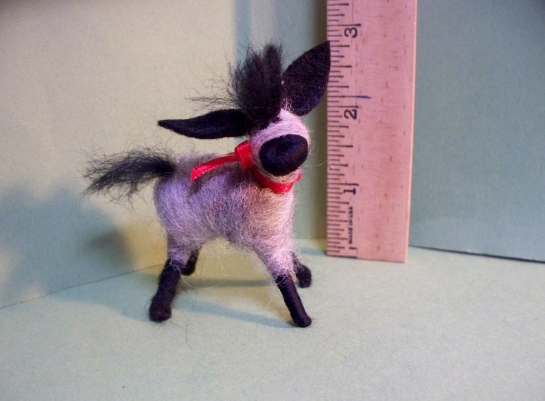 Miniature Donkey Felted Wool Ornament image 1