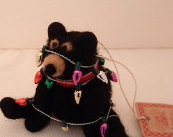 Bearly Christmas Whimsical Felted Wool Ornament .    Made to Order...please check shipping time