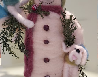 NEW - All Creatures Great and Small 9 " Felted Wool Snowman