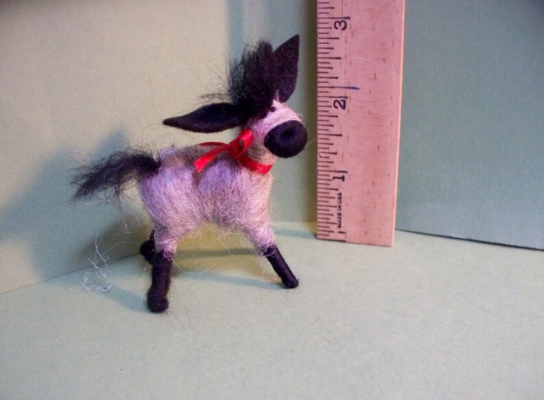 Miniature Donkey Felted Wool Ornament image 2