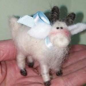 Mountain Goat Felted 3&quot; Ornament ...Made to Order...please check shipping time