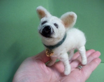 French Bulldog White Felted Dog