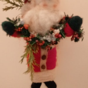 NEW - Miniature Evergreen Felted Wool Santa 4"