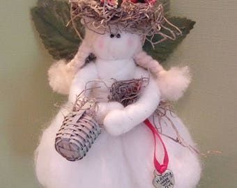 Woodland Fairy Felted Wool 4-5 Inch Ornament ...Made to Order....please check shipping time