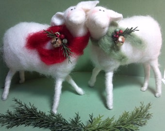 Sheep (1 sheep) 6" Felted Wool Ornament - NEW Size for 2013