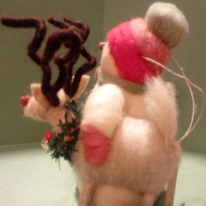 Felted Wool Snowman and Reindeer Ornament image 8