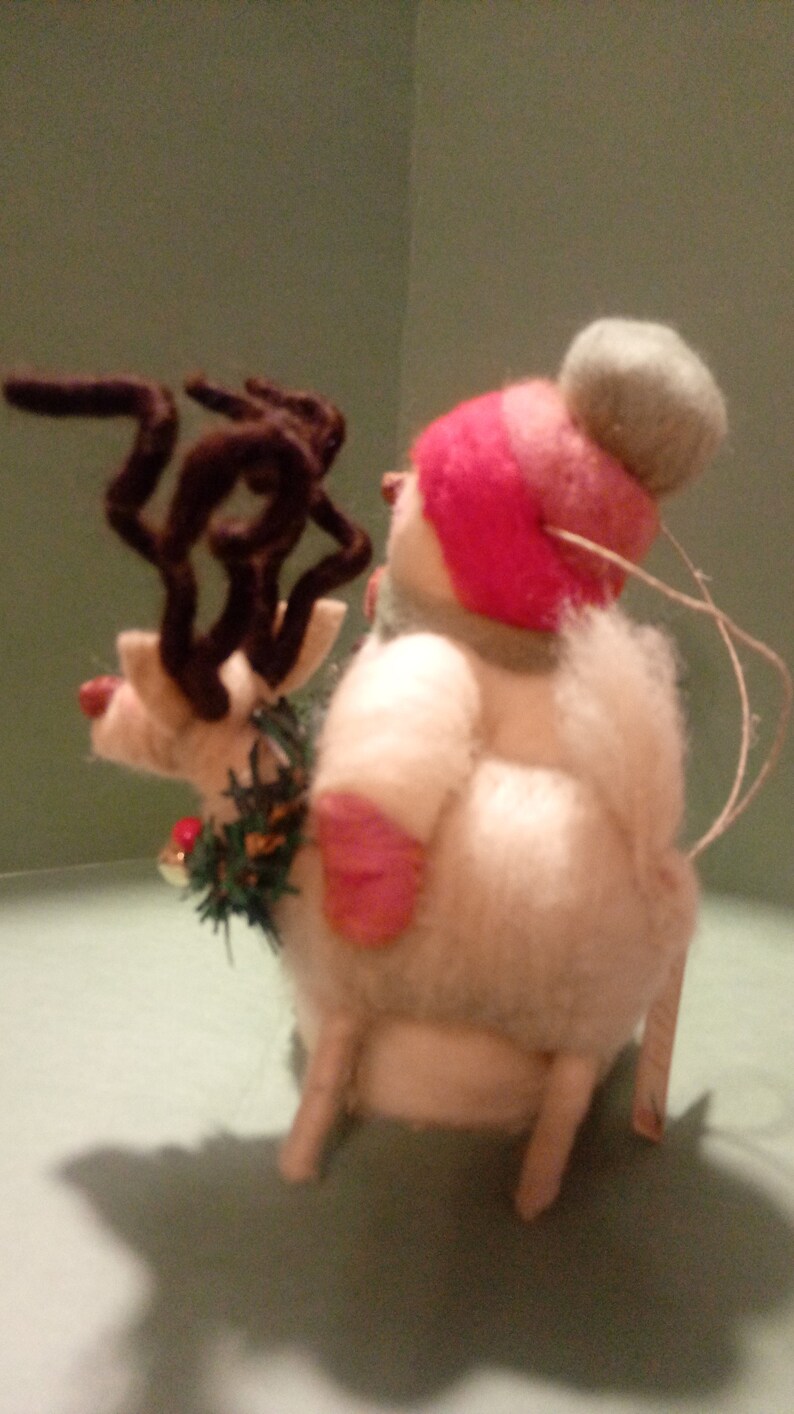 Felted Wool Snowman and Reindeer Ornament image 8