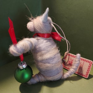 Christmas Bulb Felted Wool Kitty Ornament image 4