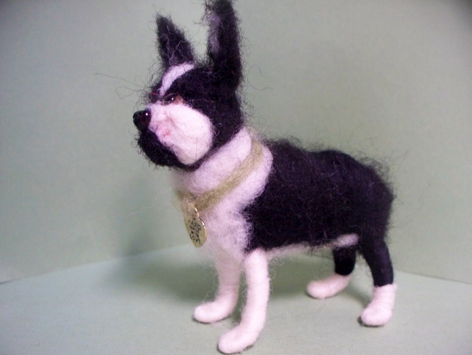 Boston Terrier Felted Wool Dog Ornament/sculpture...made to Etsy