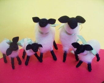 Wool Sheep Family of Five