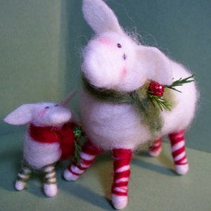 Candycane Sheep and Lamb Felted Wool Ornaments NEW for 2013 image 5