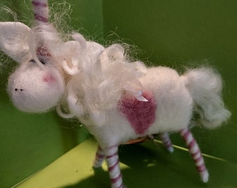 Lovey the Unicorn 5" Felted Wool Ornament ....Made to Order...please check delivery time