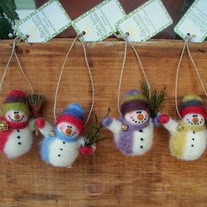 Mini Snowman  (1) Wool Wrapped/Needle Felted Ornament...Made to Order...please check shipping wait