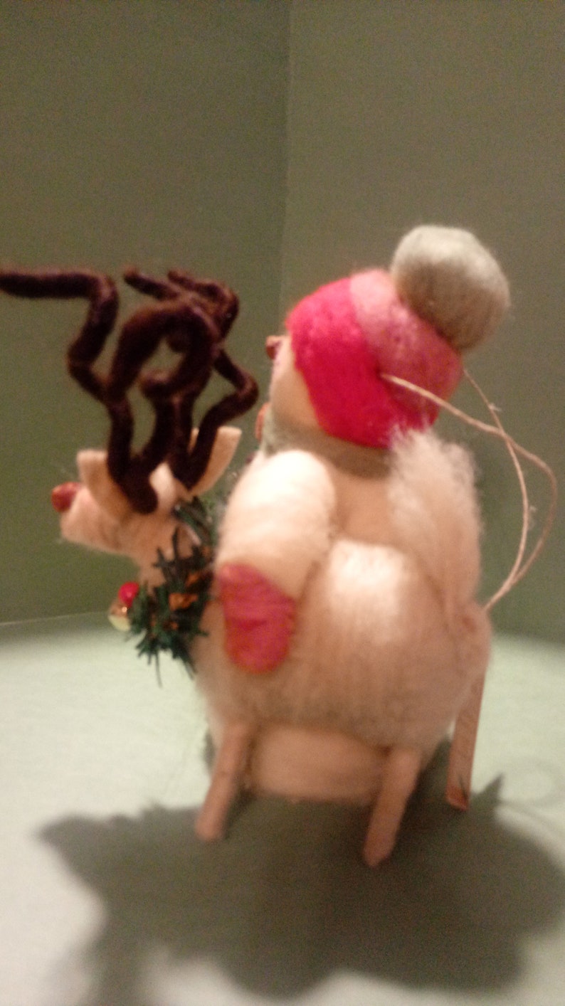 Felted Wool Snowman and Reindeer Ornament image 6