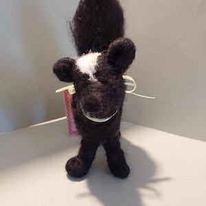 Sammy the Skunk Wool Wrapped and Needle Felted Ornament