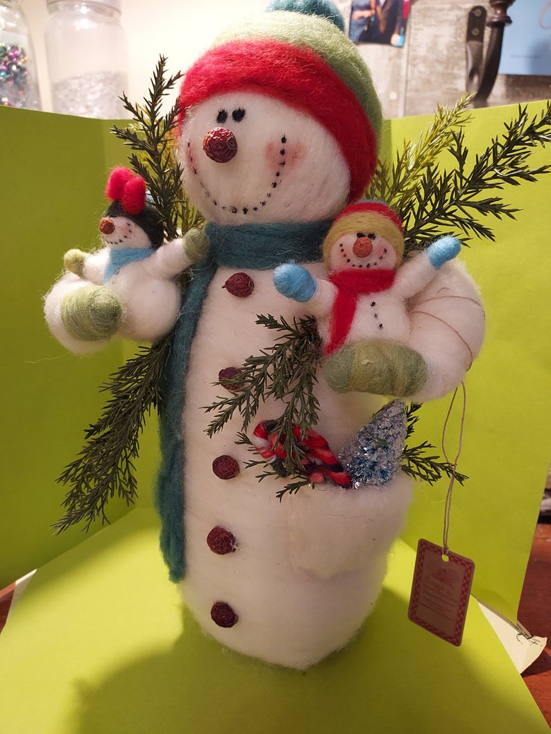 NEW Me and My Snowbuddies Felted Wool 9 Inch Snowman image 7