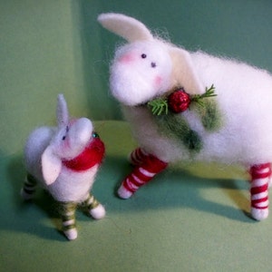 Candycane Sheep and Lamb Felted Wool Ornaments NEW for 2013 image 3