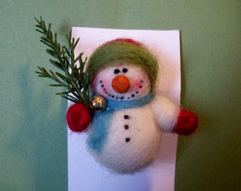 Snowman Pin Felted Wool