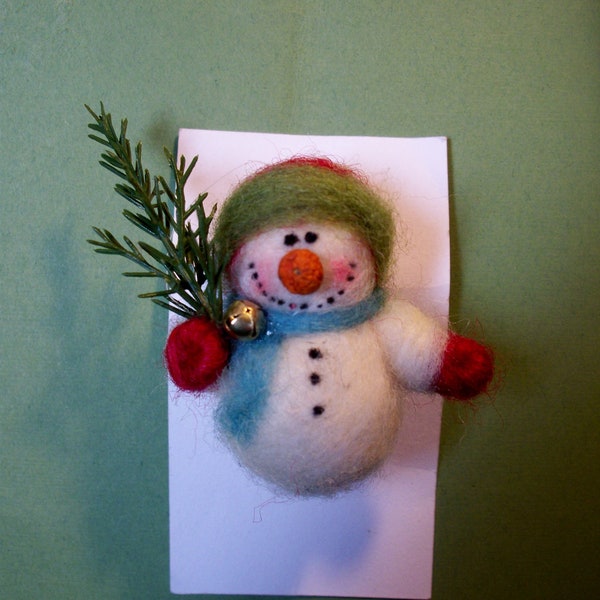 Snowman Pin Felted Wool