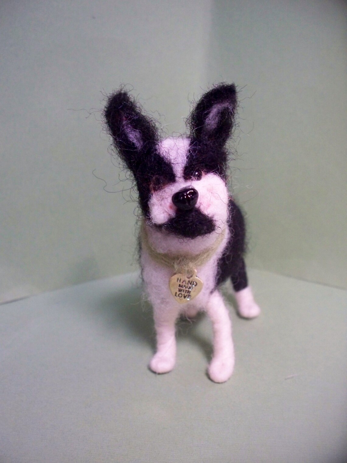 Boston Terrier Felted Wool Dog Ornament/sculpture...made to Etsy