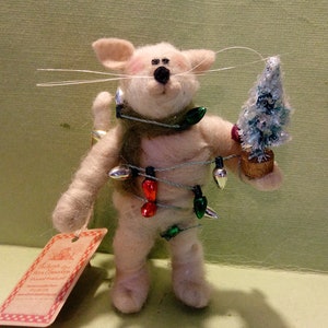 Christmas Kitten Felted Wool Ornament