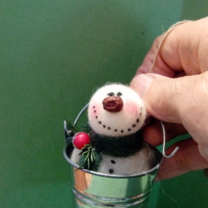 Snowman in a Bucket 4&quot; Wool Felted Ornament