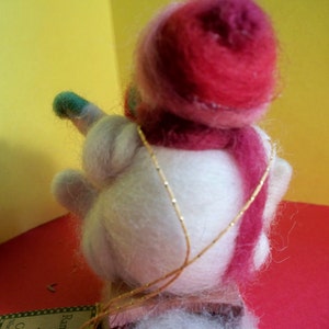 Mom and Baby Wool Snowmen on Sled 3 Ornament image 4