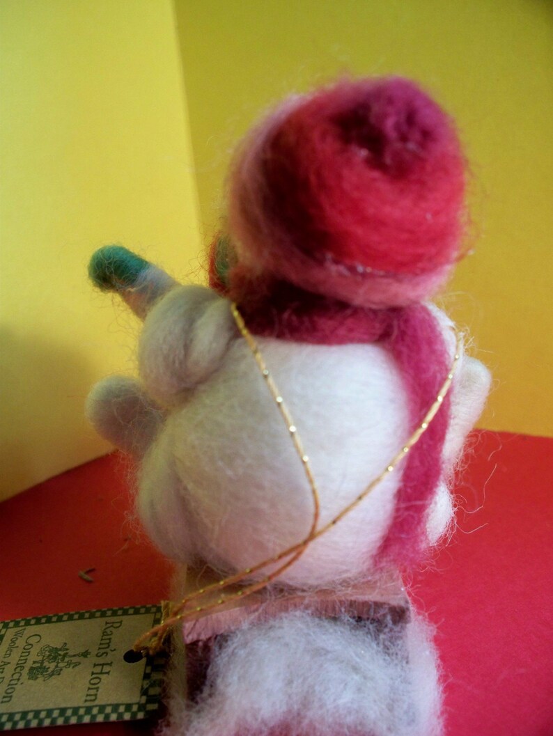 Mom and Baby Wool Snowmen on Sled 3 Ornament image 4