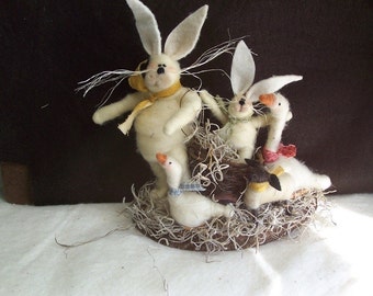 Easter Parade Felted Wool Sculpture