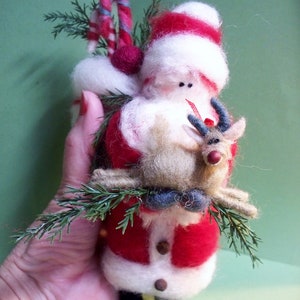 Father Christmas and Rudy Felted Wool Ornament image 5