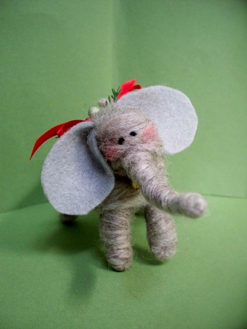 Elephant Felted Wool Ornament image 1