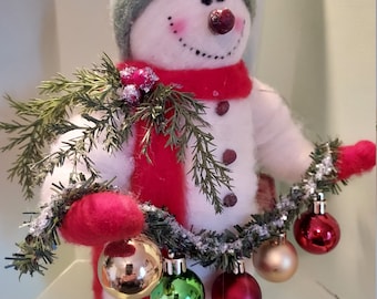 NEW...You're Just Snow Festive Felted Wool Snowman 11"